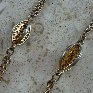 Vintage Monet 52” Gold Tone Station Necklace • Extra Long Layering Chain